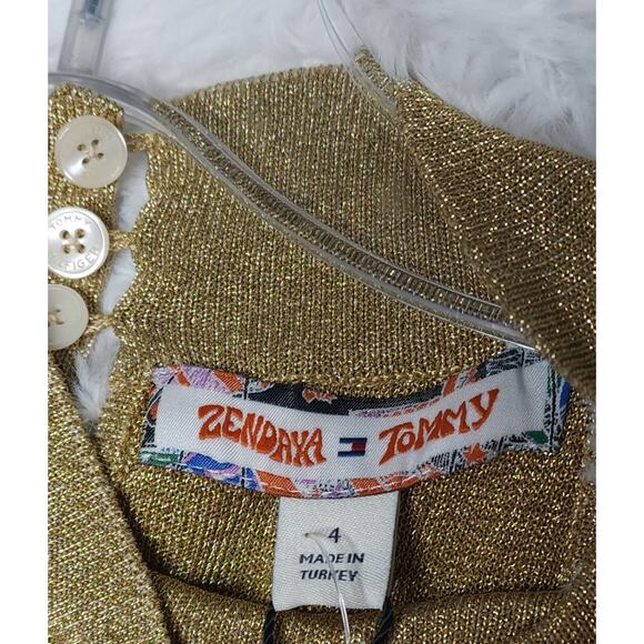Tommy Hilfiger Zendaya X Tommy womens gold shimmer sleeveless body suit sz 4 NWT - Picture 3 of 7